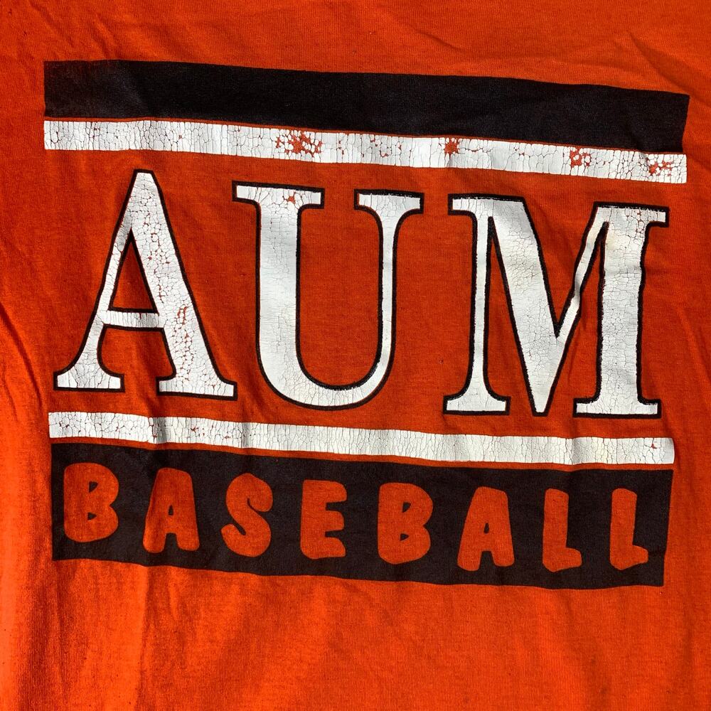 Vintage Auburn Montgomery Baseball Shirt Large Orange Tee Made in USA AUM - Picture 4 of 12
